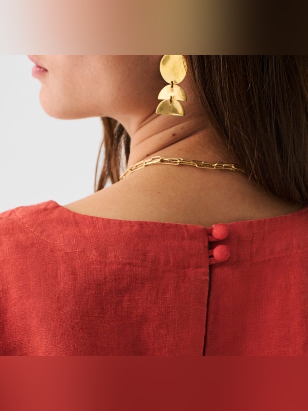 Faherty Cala Linen Crop Top in Burnt Orange - Picture 3 of 6